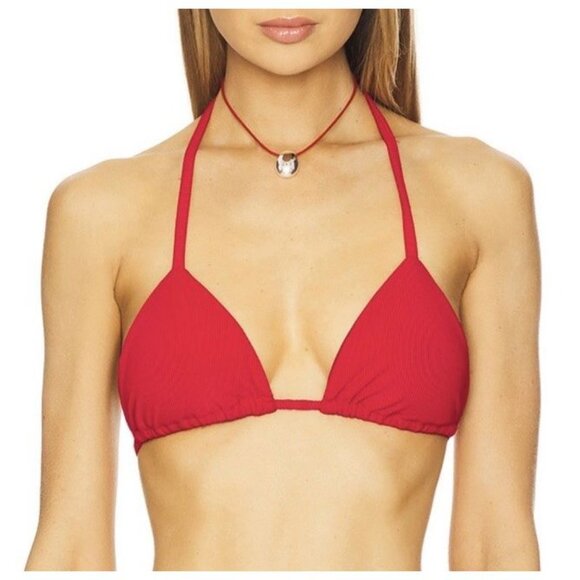 Beach Riot Sz S Winona Red Bikini Swimsuit Top Triangle New NWT - Picture 1 of 5